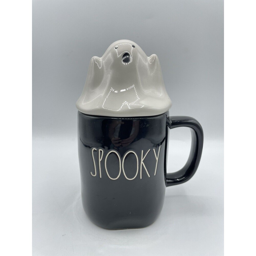 Rae Dunn by Magenta 202 Spooky Mug With Ghost Topper Halloween Artisan Bs277